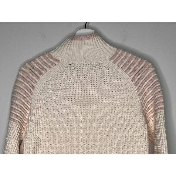 525 America Cream and Light Pink Wool Cotton Waffle Knit Sweater Size M - Picture 8 of 9